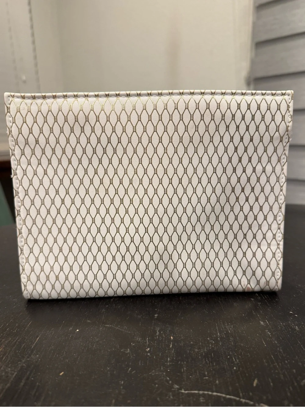 Yves Saint Laurent White and Gold Patterned Toiletry Pouch